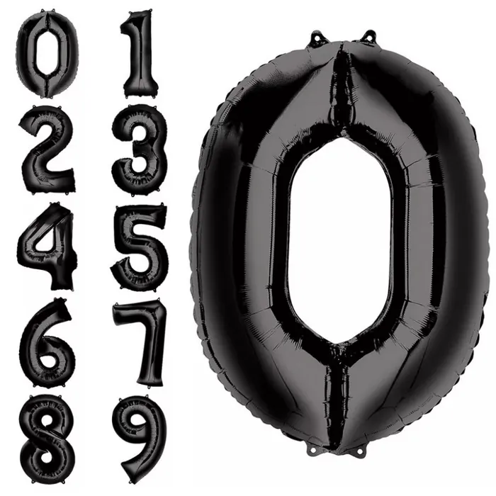 Siyah Renkli Rakam Folyo Balon