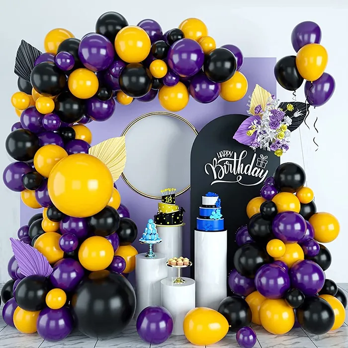 Siyah Sarı Mor Renkli Zincir Balon Seti