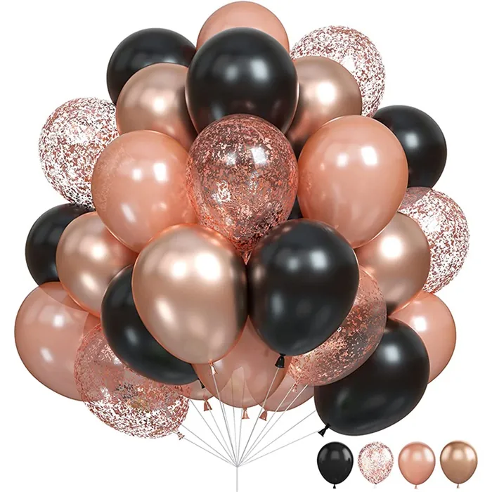 Siyah Somon Renkli Konfetili Balon