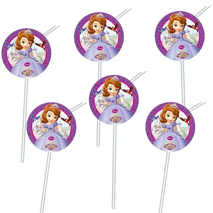 Prenses Sofia Temalı Plastik Pipet