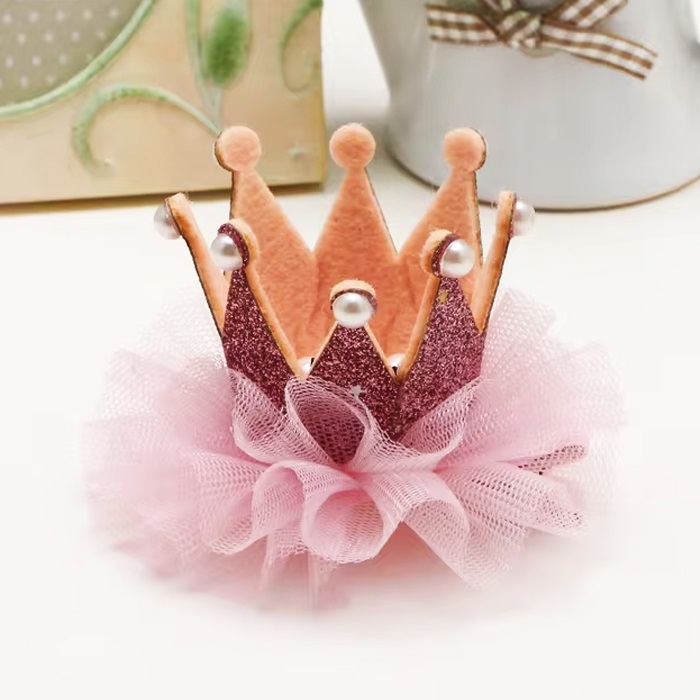 Taç Mini Eva İncili Tüllü Toka