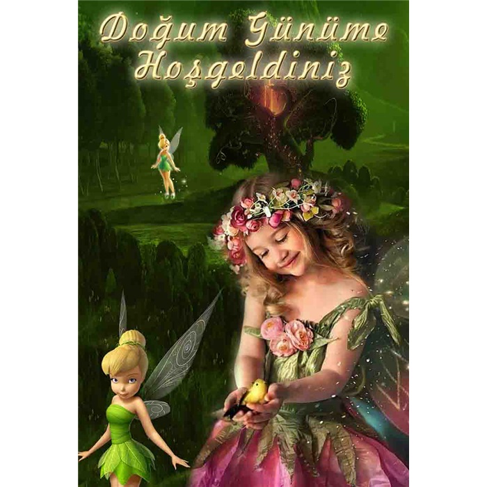 Tinker Bell Temalı Kişiye Özel Ayaklı Pano