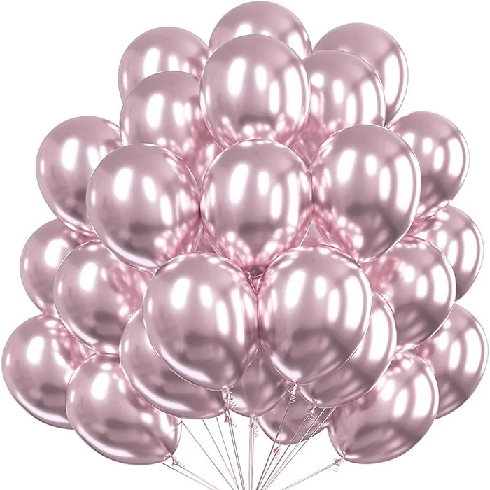 Toptan Pembe Altın Renkli Krom Balon
