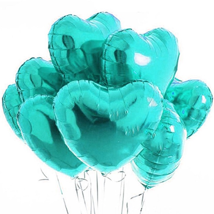 Turkuaz Renkli Kalp Folyo Balon