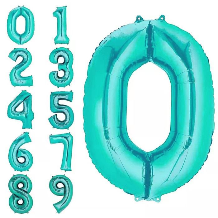 Turkuaz Renkli Rakam Folyo Balon