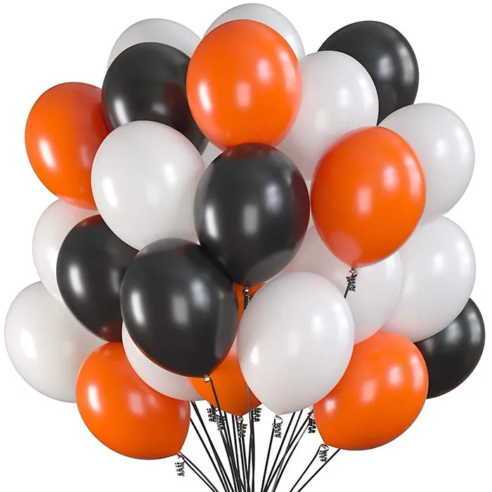 Turuncu Beyaz Siyah Renkli Pastel Balon