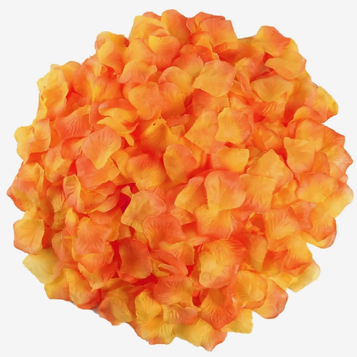 Turuncu Renkli Yapay Gül Yaprağı 