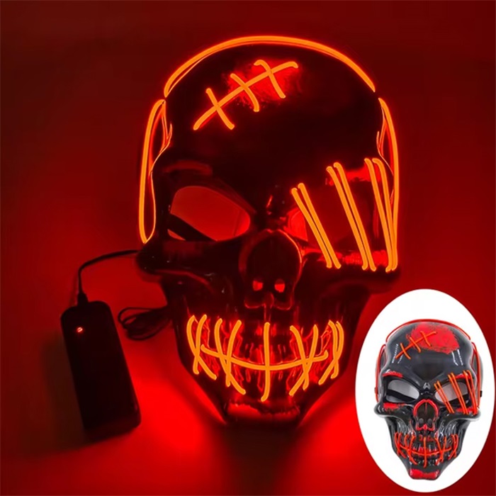 Turuncu Led Işıklı Kuru Kafa Maske
