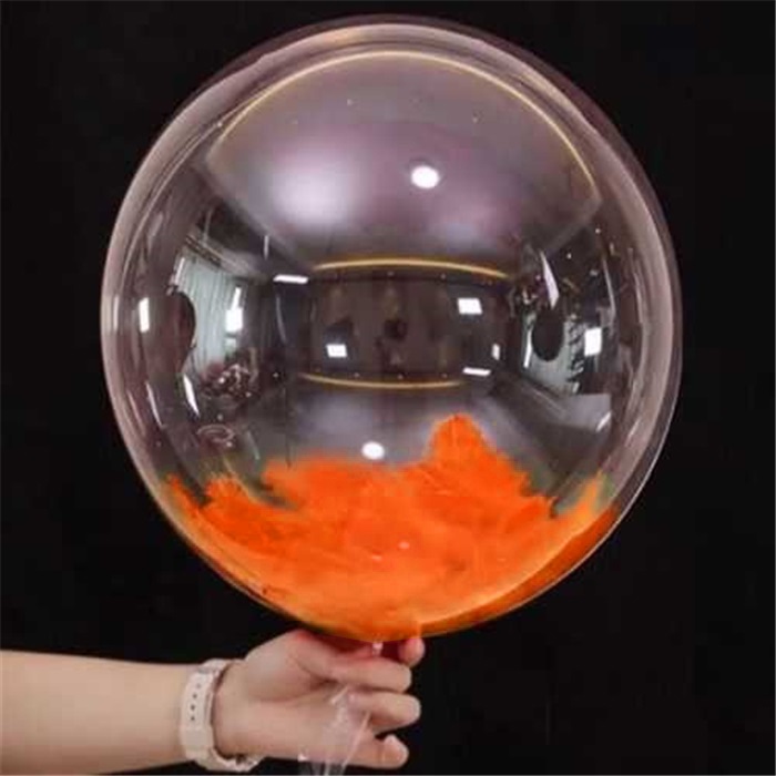 Turuncu Tüylü Şeffaf Balon 60 Cm