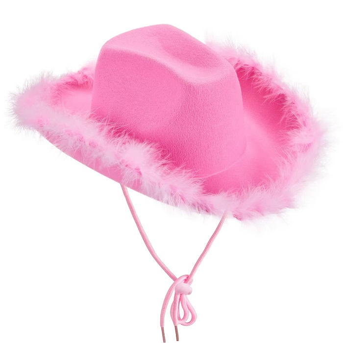Tüylü Barbie Pembe Kovboy Şapka