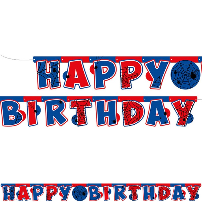 Spiderman Temalı Happy Birthday Yazı
