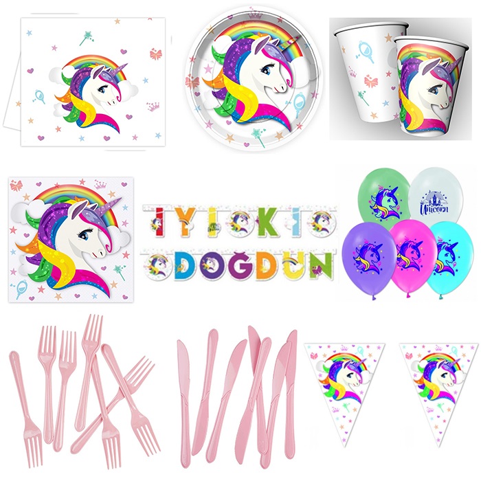 Unicorn Doğum Günü Parti Seti 16 Kişilik
