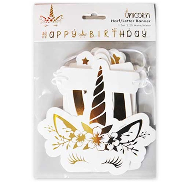Unicorn Gold Varaklı Happy Birthday Yazı