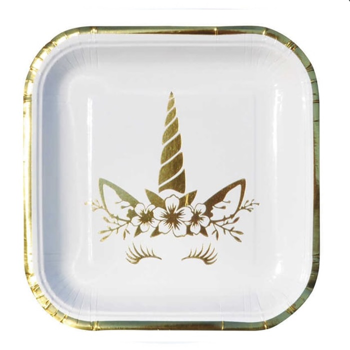 Unicorn Gold Varaklı Karton Tabak