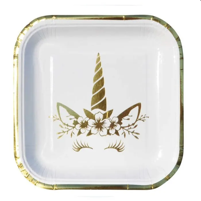 Unicorn Gold Varaklı Karton Tabak