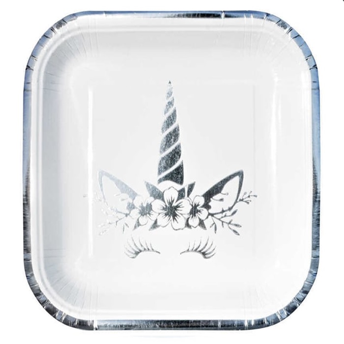 Unicorn Gümüş Varaklı Karton Tabak