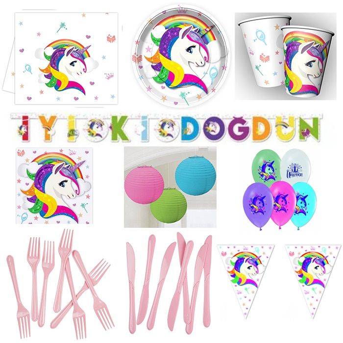 Unicorn Doğum Günü Seti 24 Kişilik