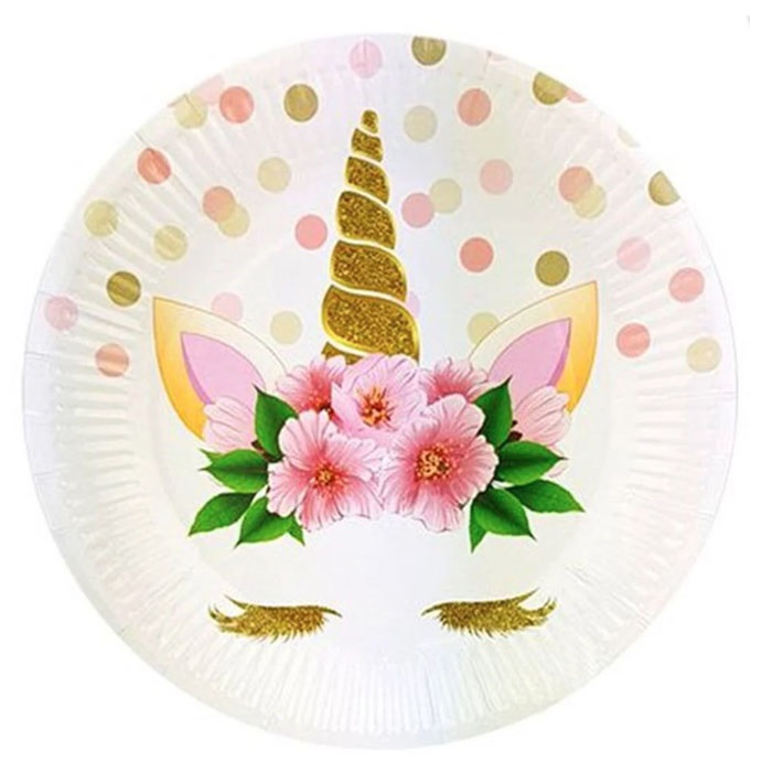 Unicorn Baskılı Karton Tabak