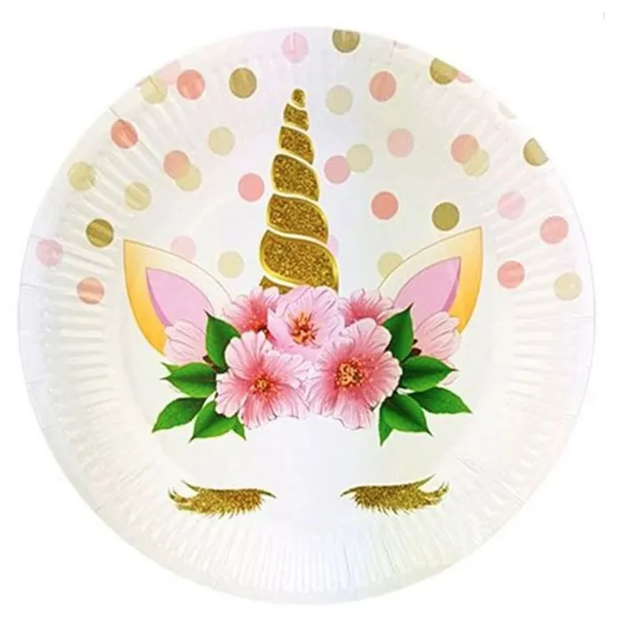 Unicorn Baskılı Karton Tabak