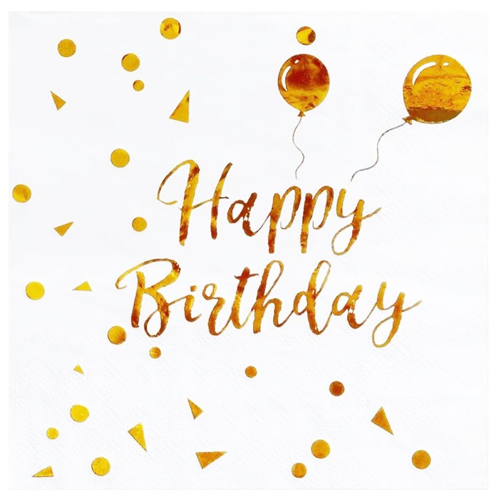 Varak Baskılı Happy Birthday Gold Peçete