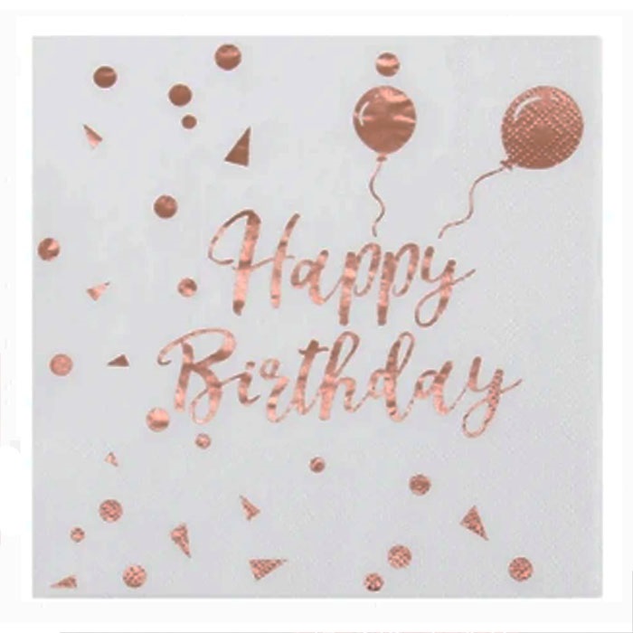 Varak Baskılı Happy Birthday Rose Gold Peçete