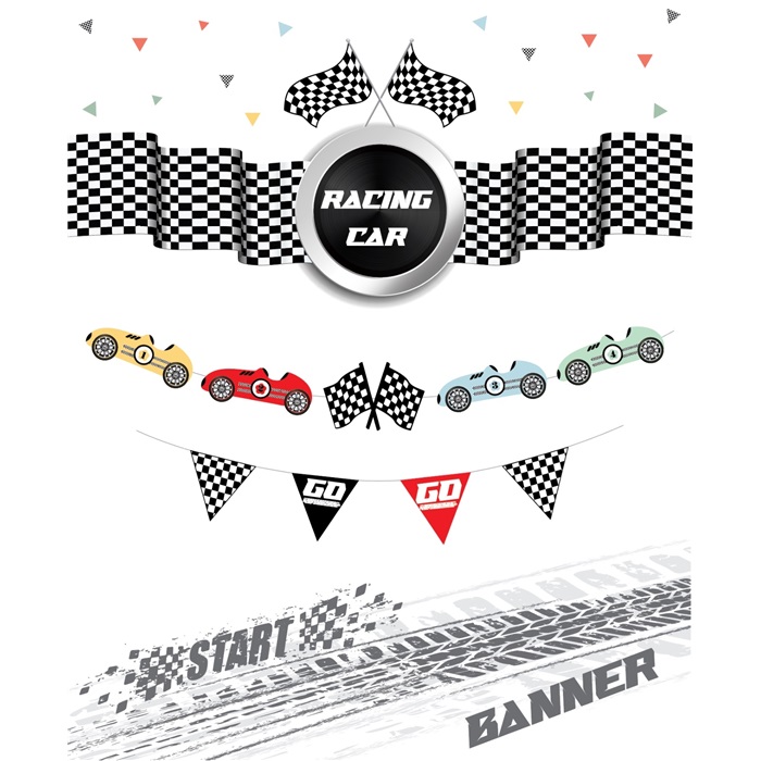 Yarış Arabaları Kağıt Banner