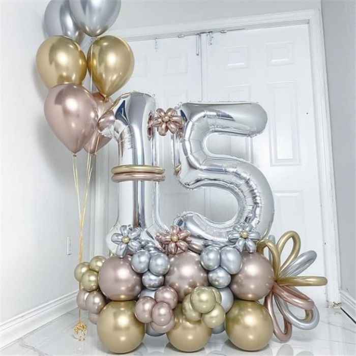 Yaş Temalı Balon Buket Aranjman + Uçan Balon