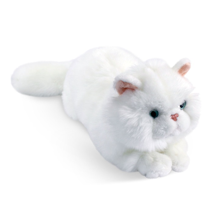 Yatan Beyaz Kedi Peluş Oyuncak