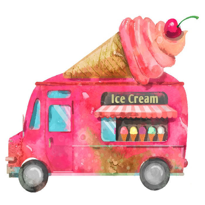 Yaz Partisi Dondurma Arabası Dekoratif Pano