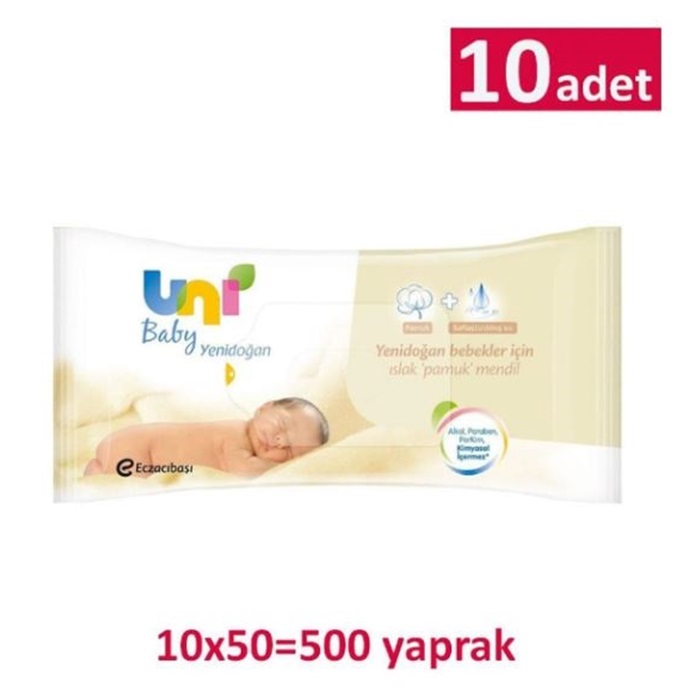 Yenidoğan 10 X 50'Li Islak Pamuk Mendil 500 Yaprak