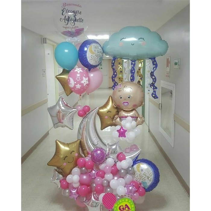 Yenidoğan Konsept Kişisellestirilmiş Balon Buket Aranjman
