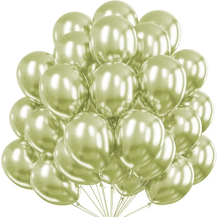 Yeşil Altın Renkli Krom Balon