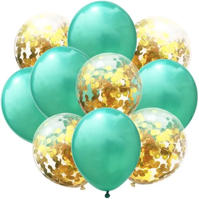 Metalik Yeşil Gold Konfetili Balon