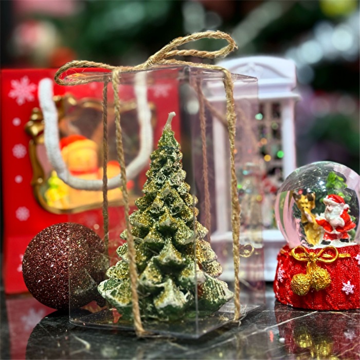 Yeşil Gold Renkli Çam Ağacı Mum