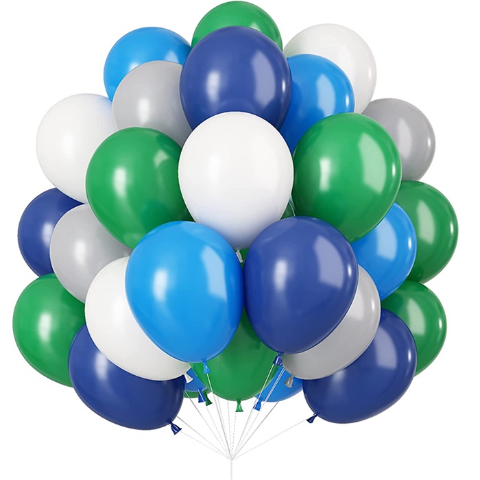 Yeşil Gri Lacivert Beyaz Renkli Pastel Balon