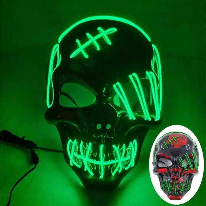 Yeşil Led Işıklı Kuru Kafa Maske