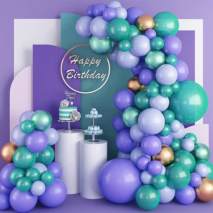 Yeşil Mor Renkli Zincir Balon Seti