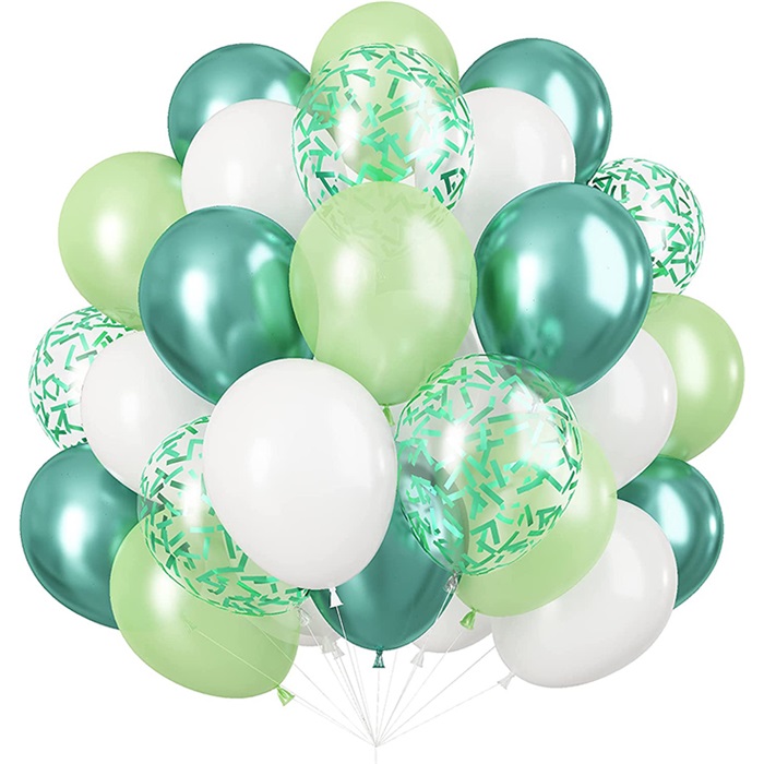 Yeşil Renkler Konfetili Balon Seti