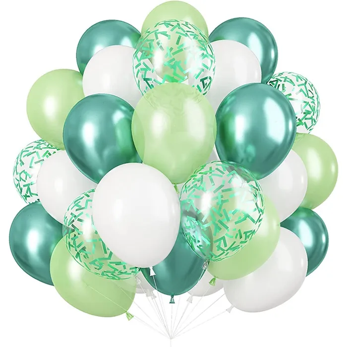Yeşil Renkler Konfetili Balon Seti