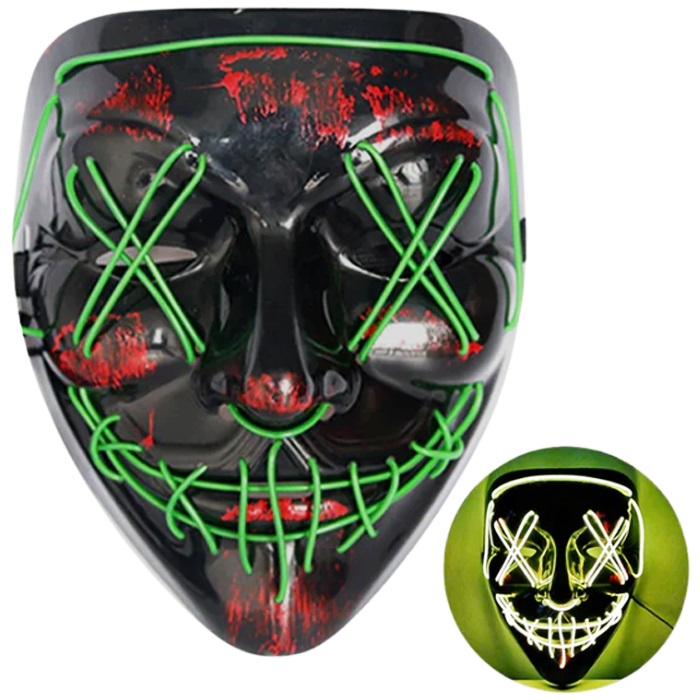 Yeşil Renkli Led Işıklı Halloween Maske
