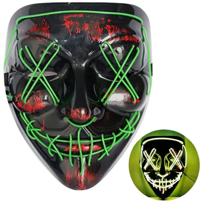 Yeşil Renkli Led Işıklı Halloween Maske