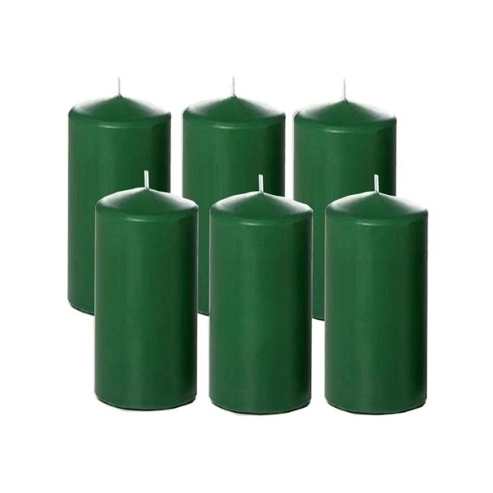 Yeşil Renkli Silindir Mum 3 Adet