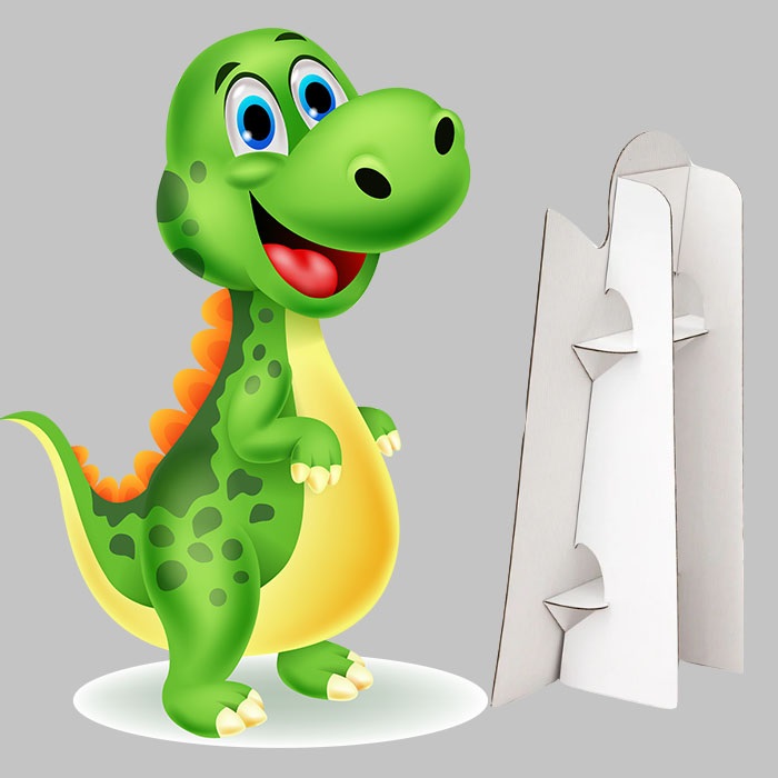 Yeşil Sevimli Dinozor Ayaklı Pano