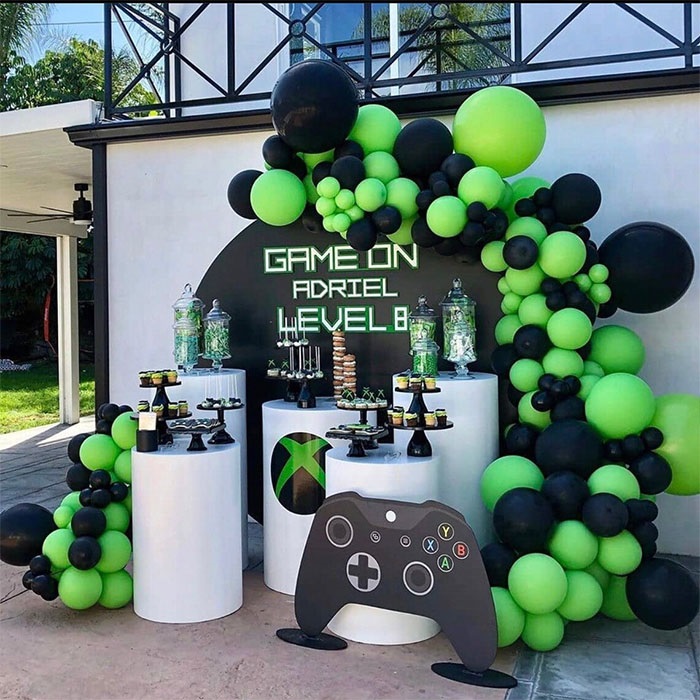 Yeşil Siyah Renkli Zincir Balon Seti