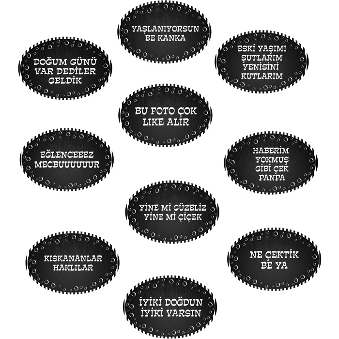 Yetişkin Temalı Siyah Beyaz Konuşma Balonu Seti