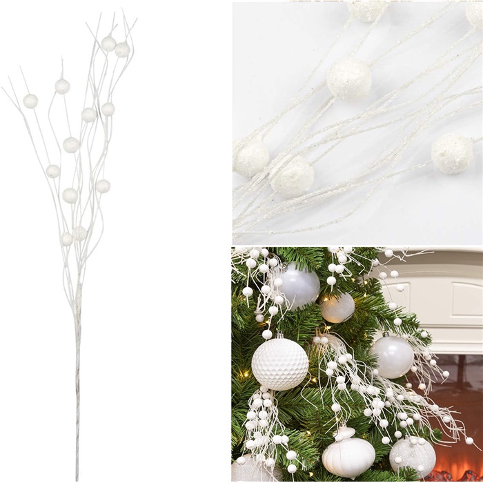 Yılbaşı Ağacı Beyaz Dekorasyon Stick Dal