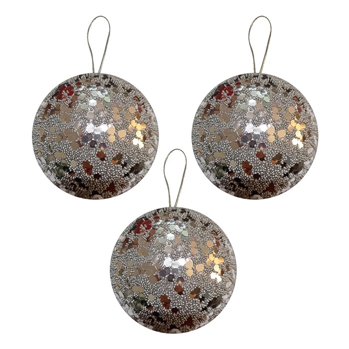 Yılbaşı Ağacı Bronz Renkli Pullu Top Süs 8 CM