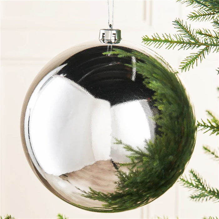 Yılbaşı Ağacı Büyük Gümüş Parlak Top Süs