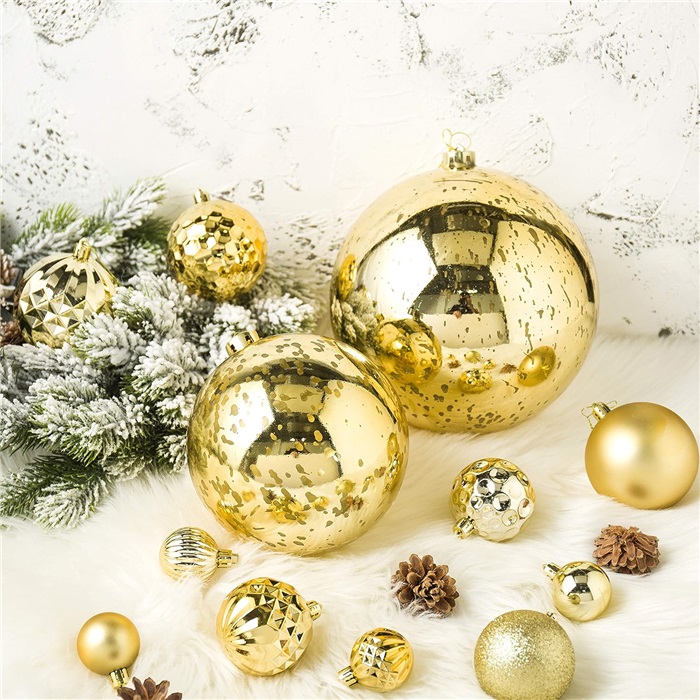 Yılbaşı Ağacı 15 CM Gold Parlak Asma Top Süs