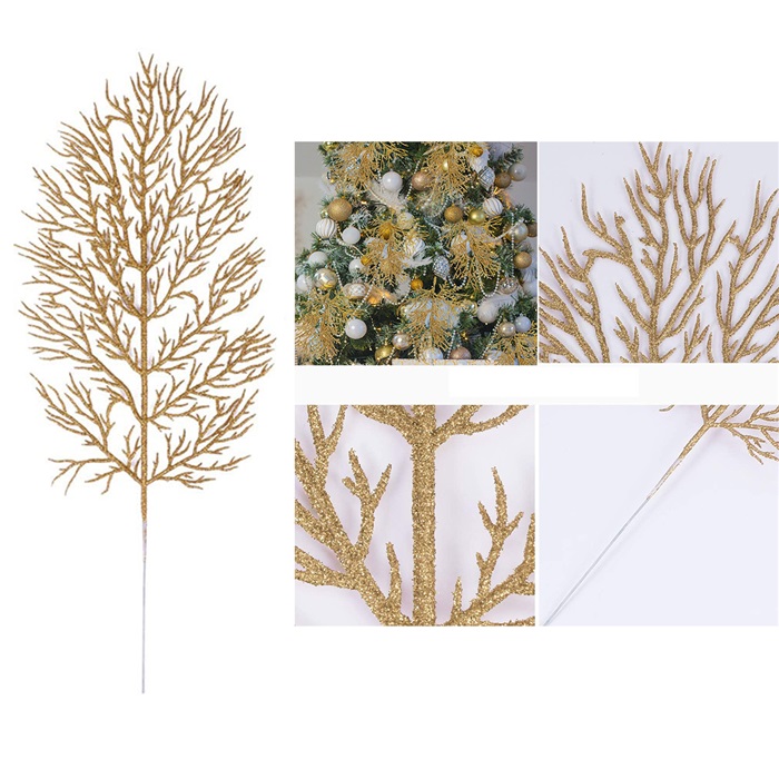 Yılbaşı Ağacı Gold Renkli Çam Dalları Dekor Süs